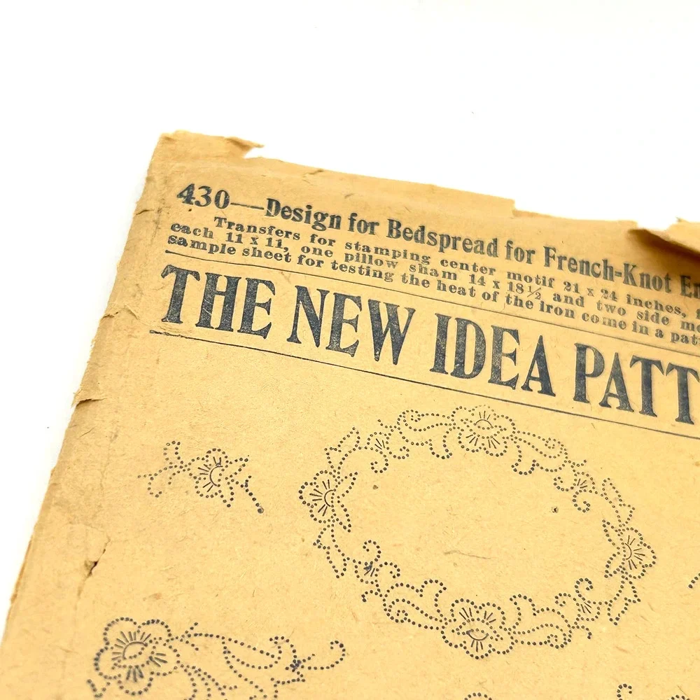 New Idea Antique 1920's Pattern #430 French Knot Embroidery Bedspread Design HTF